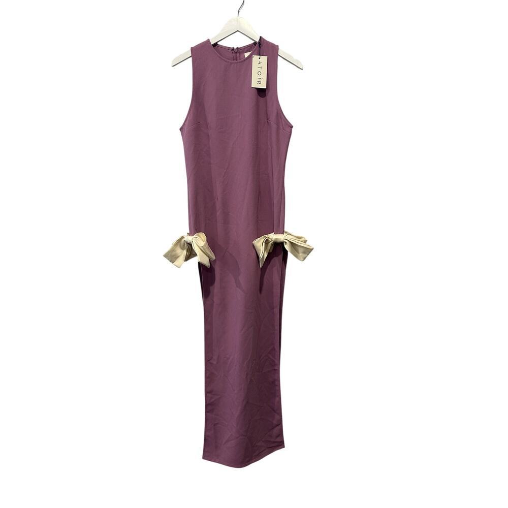 NEW REVOLVE Atoir Size 10 Purple White Cocktail Date Night Split Bow Maxi Dress - Picture 2 of 12